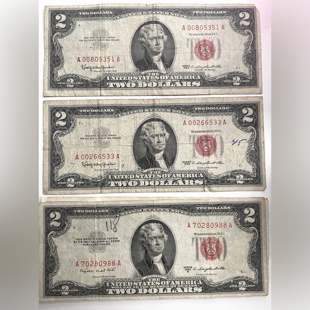 ** 1953 & 1963 $2 Bill - Fancy Serial Number/Rare (Collectible Currency) **